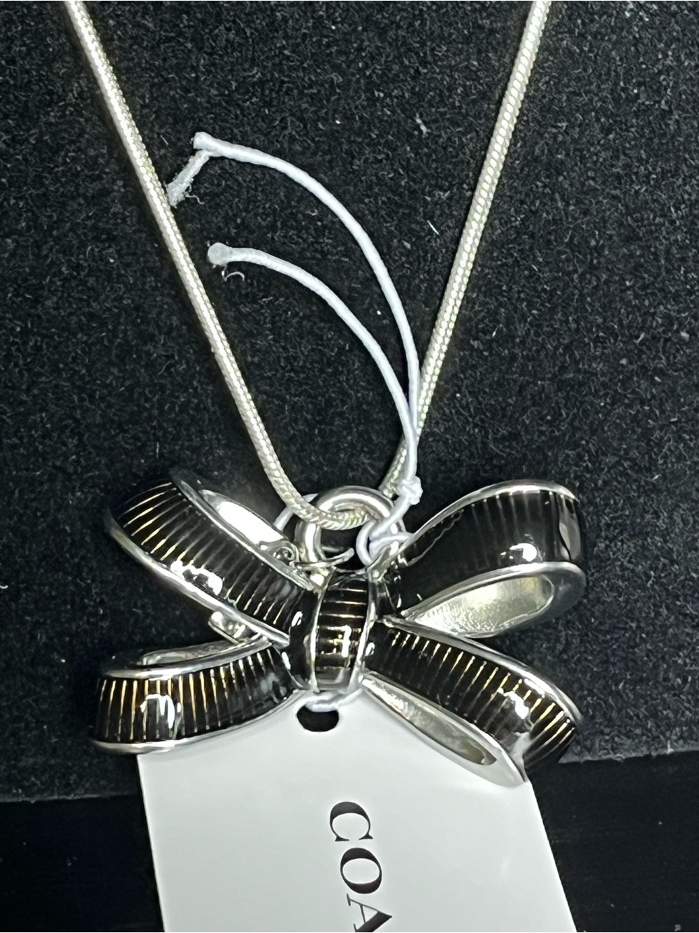 Coach Silver & Black Bow Charm NWT